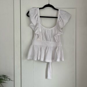 Maeve White Ruffled Blouse